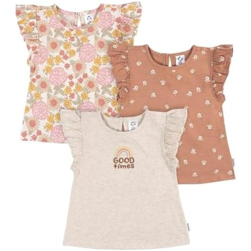 Gerber Baby Girls' Toddler 3-Pack Short Sleeve Tees