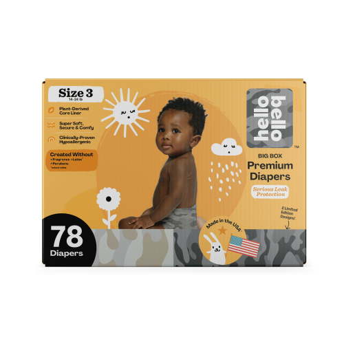 Hello Bello Premium Gender Neutral Baby Diapers I Affordable and Eco-Friendly Absorbent Diapers for Babies and Kids I Size 3 I Limited Edition Hide and Seek & Undercover Booties I 78 Count