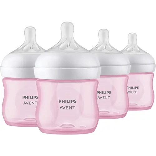  Philips AVENT Natural Baby Bottle with Natural Response  Nipple, Purple, 9oz, 4pk, SCY903/34 : Baby
