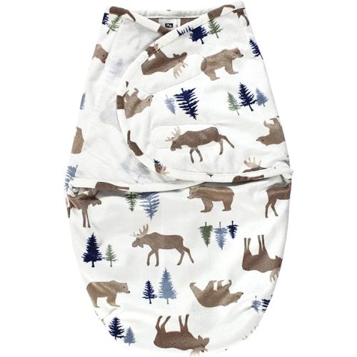 Hudson Baby Unisex Baby Plush Faux Fur Swaddle Wrap, Moose Bear, 0-3 Months