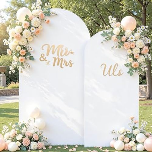 White Arch Backdrop Cover Set of 2-7.2ft, 6ft Arch Covers Stretchy Backdrop Spandex Party Arch Stand Covers for Birthday Party Baby Shower Wedding Bridal Shower Banquet Photo Background Decorations