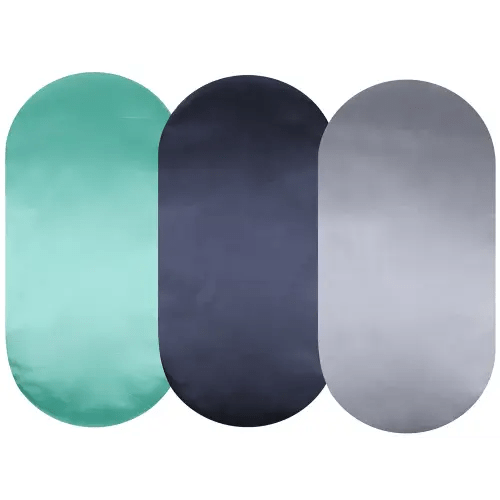 Satin Bassinet Sheet 3 Pack Great for Baby Hair Soft Silk Feeling Snug Fitted Cradle Sheets, for Oval Rectangle Hourglass Bassinet Mattress, Unisex Boy Girl, Green/Navy/Grey