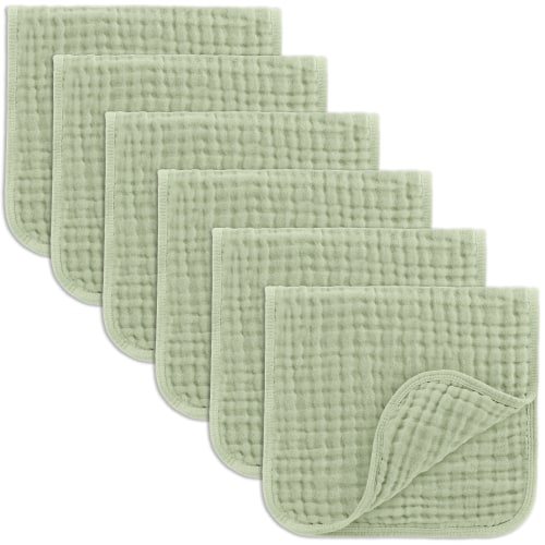 Muslin Burp Cloths by Comfy Cubs: Sage / 6-Pack 20”X10”