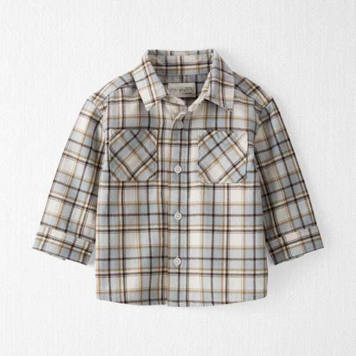 Brown Baby Organic Cotton Herringbone Button-Front Shirt in Plaid | Carter’s Oshkosh Canada