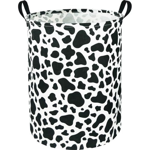 NTAOHAMPER Cow Laundry Basket,Collapsible Baby Nursery Hamper,Waterproof Kids Toys Storage Bin with Handles for Bedroom,Room Decor,Gift Basket(Cow Stria)