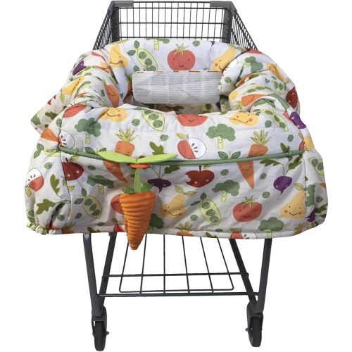 Boppy Shopping Cart Cover for Baby - 360° Coverage Cart Cover for Babies with Safety Harness, Toy Tether, One-Hand Placement, Machine-Washable, 6 Month & Up - Multicolor Farmer's Market