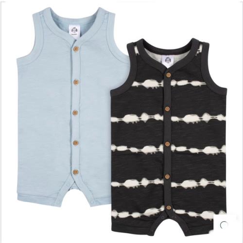 2-Pack Baby Boys Dark Gray Tie Dye & Blue Heather Short Leg Sleeveless – Gerber Childrenswear