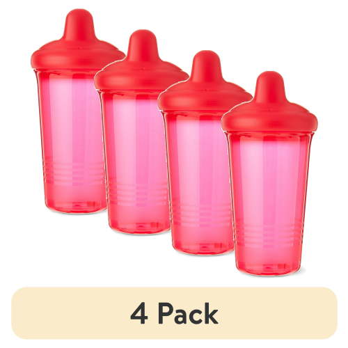 (4 pack) Parent's Choice Hard Spout Sippy Cup, 9 fl oz, 6 Months+, Red Color