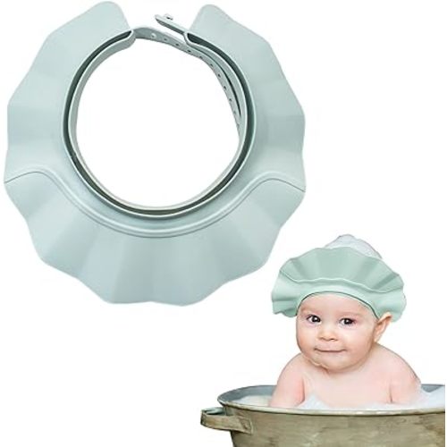Baby Shower Cap Adjustable Baby Hair Washing Guard Shampoo Hat Bath Shield Visor Hat Eyes and Ears Head Protection Waterproof Soft Silicone Shower Cap for Kids Toddler, Blue