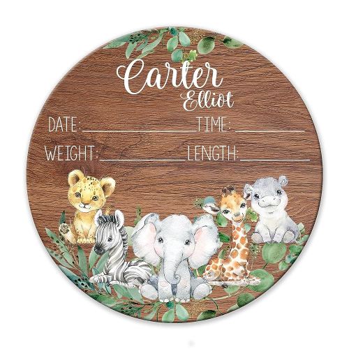 Birth Stat Sign Personalized for Newborn Baby,Safari Birth Stat Sign, Crib & Nursery Decor, Photography Prop, Baby Shower Gifts, Gender Reveal, Pregnancy Announcement, The Little Blue Lion®
