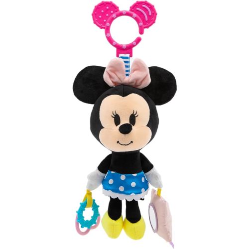 Disney Baby Minnie Mouse On The Go Activity Toy with Teething Rings, Crinkle Sounds, Mirror, and Rattle for Babies and Infants