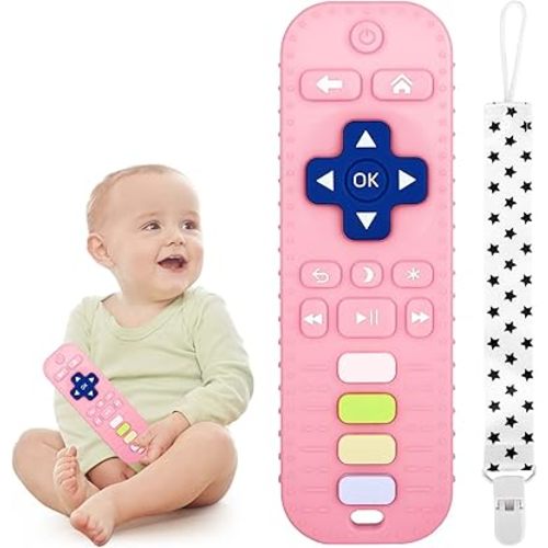 Chuya Silicone Remote Teethers Baby Teething Toys, TV Remote Teether for 0-6-12-18 Months Babies Infant Toddlers Baby Teething Relief Chew Toys BPA Free