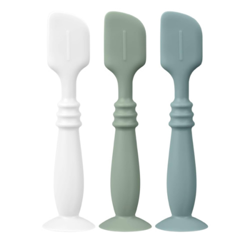 3 Packs Silicone Diaper Cream Applicator with Suction Base, Diaper Cream Spatula Applicator for Babies, Soft Silicone Diaper Cream Brush (Sage/Ether/Natural)