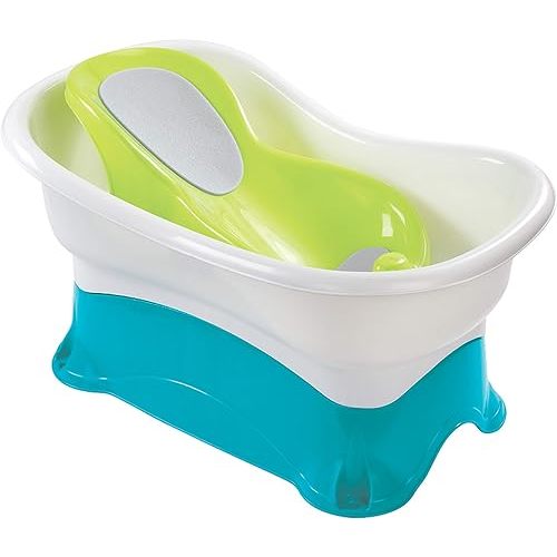 Summer Infant Comfort Height Bath Tub Elevated and Spacious Baby Bathtub with Newborn Bath Support Extended Use Features Include Stand-Alone Kneeler and Stepstool