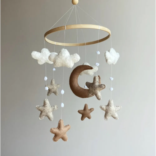 Minimalist baby mobile boucle and felt