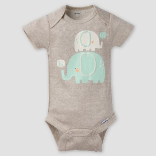 Gerber Baby 8pk Elephants Short Sleeve Onesies Bodysuit - Green, Size: 6-9M