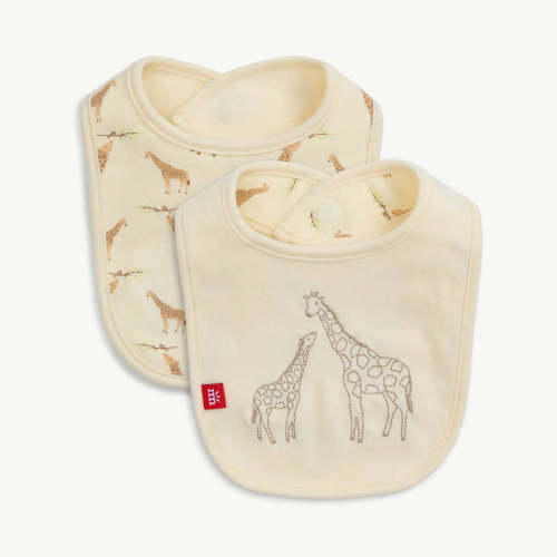 cream jolie giraffe organic cotton magnetic reversible bib