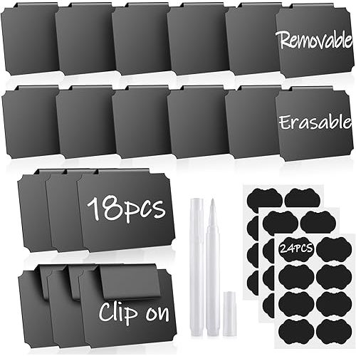 18Pcs Basket Labels for Storage Bins, Erasable Bin Basket Labels Clip On,Basket Tags for Fabric Cubes Wicker Laundry Organization