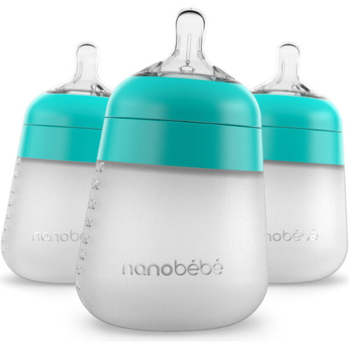 Flexy Silicone Baby Bottle 3 Pack, Teal - Nanobebe | Maisonette