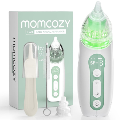 Momcozy Baby Nasal Aspirator, 3 Suction Levels Electric Nasal Aspirator for Baby, Newborn and Toddler, Portable Baby Nose Aspirator with Light Soothing and Music