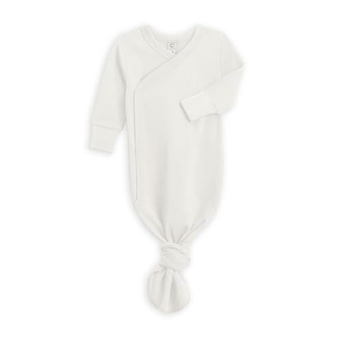 Colored Organics Baby 100% Organic Cotton Newborn Knotted Gown - Infant Indy Kimono Wrap Front Tie Knot with Mitten Cuffs