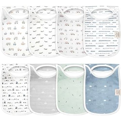 8-Pack Baby Bibs for Boys, Girls - Pull-on Bibs for Baby Girl, Baby Boy, Baby Girl Bib, Baby Boy Bib, Baby Drool Bibs, Baby Bib Unisex, Teething Bibs, Newborn Bibs, Infant, Toddler (Vessels)