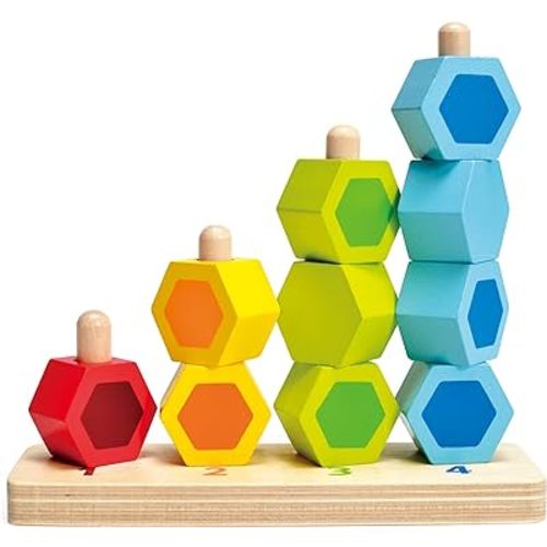 Hape Counting Stacker Toddler Wooden Stacking Block Set