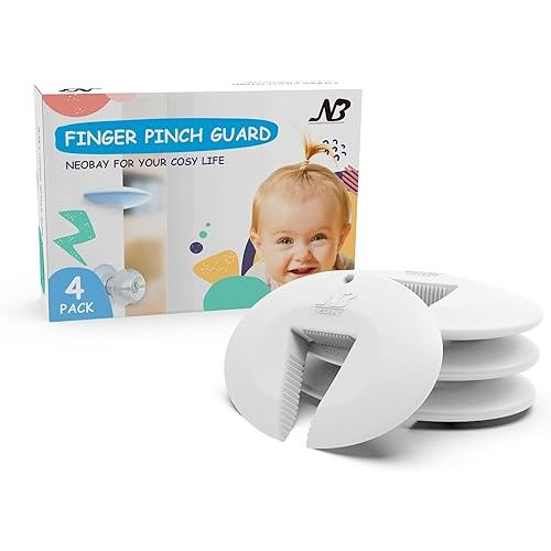 Silicone Door Pinch Guard and Door Slam Stopper, Durable Finger Pinch Guard, Prevents Pinch Injuries, Slamming Doors, Door Stopper for Kids, 4 Packs White.
