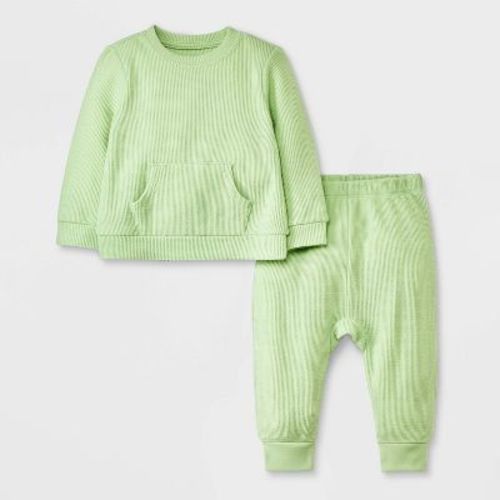 Baby Thermal Ribbed Top & Bottom Set - Cat & Jack™ Green 0-3m