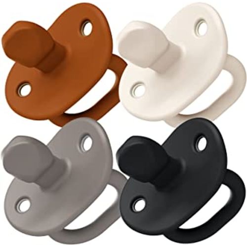Boon Jewl Silicone Orthodontic Pacifier - Baby Pacifier with Soothing Gem Shaped Nipple - Comfortable Baby Pacifiers Support Natural Oral Muscular Development - Neutral - 4 Count - 3-6 Months