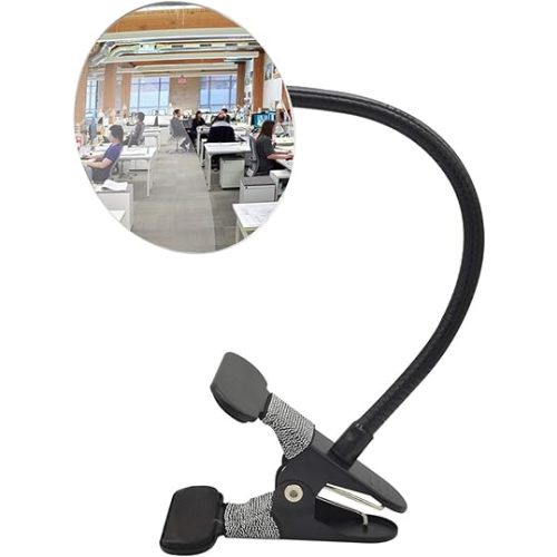 Ampper Clip On Security Mirror, Convex Cubicle Mirror for Personal Safety and Security Desk Rear View Monitors or Anywhere (3.35", Round)