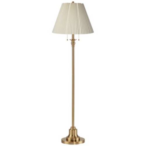 Antique Brass Knife Pleat Shade Floor Lamp
