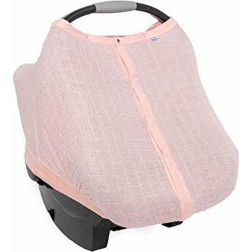 Little Unicorn 100% Cotton Muslin Car Seat Canopy | Super Soft Lightweight Cover with Window | Breathable | Magnetic Closure | Baby and Infant | Machine Washable | Shower Gift | Rose Petal