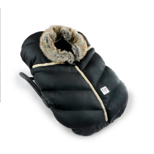 7 AM Car Seat Cocoon - Tundra Black Faux Fur (0-12M)