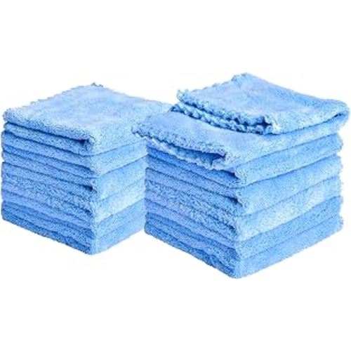 Kyapoo Baby Washcloths 12 Pack 12x12 Inches Microfiber Coral Fleece Extra Absorbent and Soft for Newborns, Infants and Toddlers-Blue