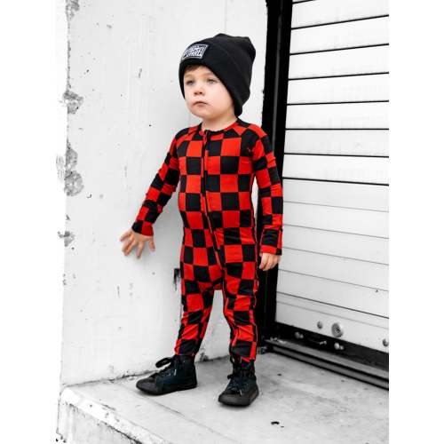 Bamboo Zippy Sleeper in Americana Red + Black (Checkered)