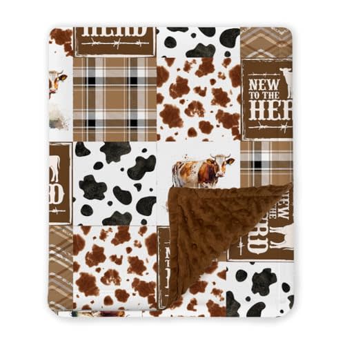 Western Baby Blanket, Cowboy Minky Blankets for Boys Girls, Nursery Room Decor, Soft Warm Lightweight Nursery Bed Blanket for Newborn Toddlers Son Daughter (04)