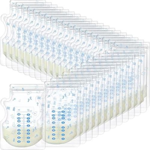 Sherr 500 Count Breastmilk Storage Bags 8 oz Breast Milk Storing Freezer Bags for Breastfeeding with Pour Spout Thickened Design Leak Proof Double Seal Self Standing Breastfeeding Storing Bags