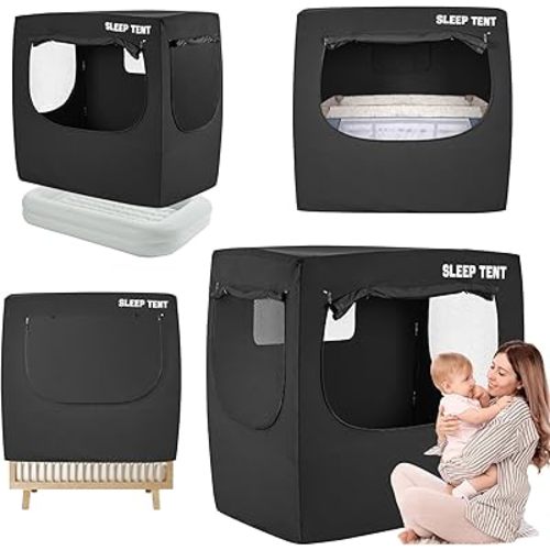 BORNA Pack N Play Blackout Cover for Littles, Baby Sleep Pod, Full Size Crib Blackout Cover Blocks 90%+ Light, Breathable Baby Sleep Tent, Lightweight and Portable Crib Night Cover for Travel