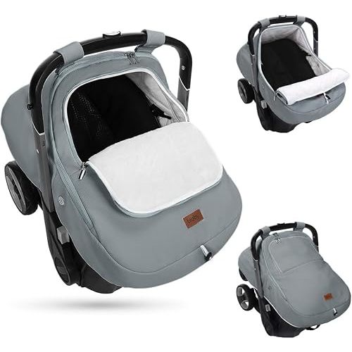 Bioby Winter Baby Car Seat Cover, Infant Car Seat Cover for Boy Girl, Gray
