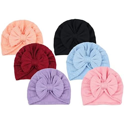 QandSweet 0-24 Months Newborn Girls' Hats Cotton and Linen Cap Infant Big Bow Hat Baby Shower