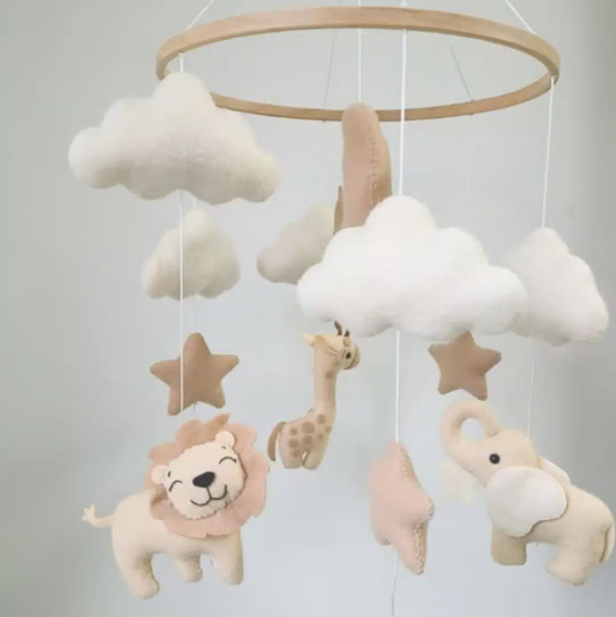 Brown Safari Baby Mobile | Hand-Stitched