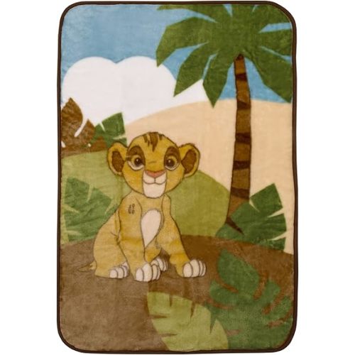 Disney Lion King Urban Jungle Luxury Plush Throw Blanket, Tan/Brown/Green/Ivory, 30x45 Inch (Pack of 1)