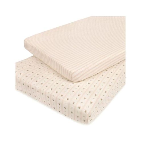 Ely's & Co. Baby Fitted Pack N Play - Mini Crib Sheet 100% Combed Jersey Cotton Pink For Baby Girl 2 Pack
