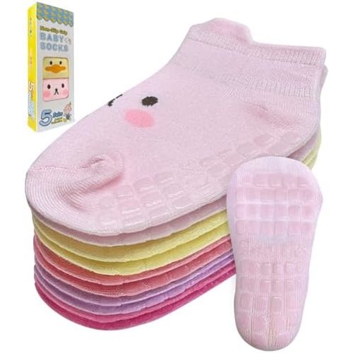 Simply Kids Non-Slip Toddler Ankle Socks (9 Pairs) – Superior Grip, Soft Cotton, for Active Baby Girls & Boys (Ages 0-7)