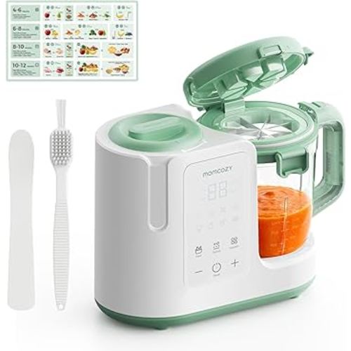 Momcozy AutoMeal Baby Food Maker – One-Step Auto Steam & Blend Food Processor, 15oz Large Cup & 6-Blade Design, Self-Cleaning, Auto 3-Stage Texture Settings for Effortless Homemade Baby Puree