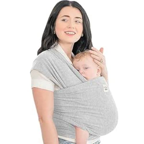 KeaBabies Baby Wrap Carrier - All in 1 Original Baby Carrier Newborn to Toddler Sling, Easy to Wear, Hands Free Bonding, Lightweight, Breathable Infant Wraps (Light Heather)