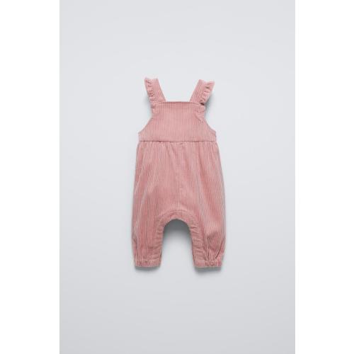 RUFFLED CORDUROY OVERALLS - Pale pink | ZARA United States