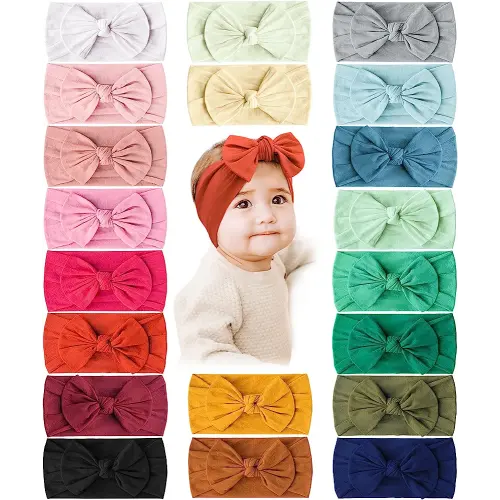Prohouse 20PCS Baby Nylon Headbands Hairbands Hair Bow Elastics for Baby Girls Newborn Infant Toddlers Kids(Red)