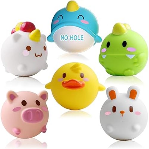 6 Packs Baby Toddler Bath Toys No Hole Bath Tub Toys for 6-12 Months Toys 12-18 Months 6PCS Animal Floating Bathtub Toys for Kids 1-3 for Infant Boys Girls(No Hole)